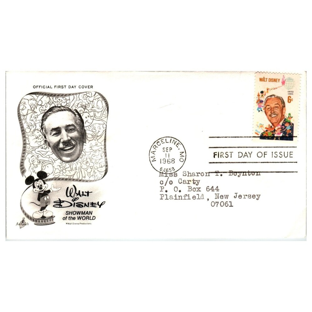 Scott #1355 1968 Walt Disney First Day Cover FDC Artcraft Marceline